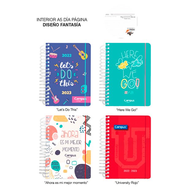 AGENDA ESCOLAR CAMPUS A5 TAPA POLIPROPILENO DÍA PÁGINA FANTASÍA