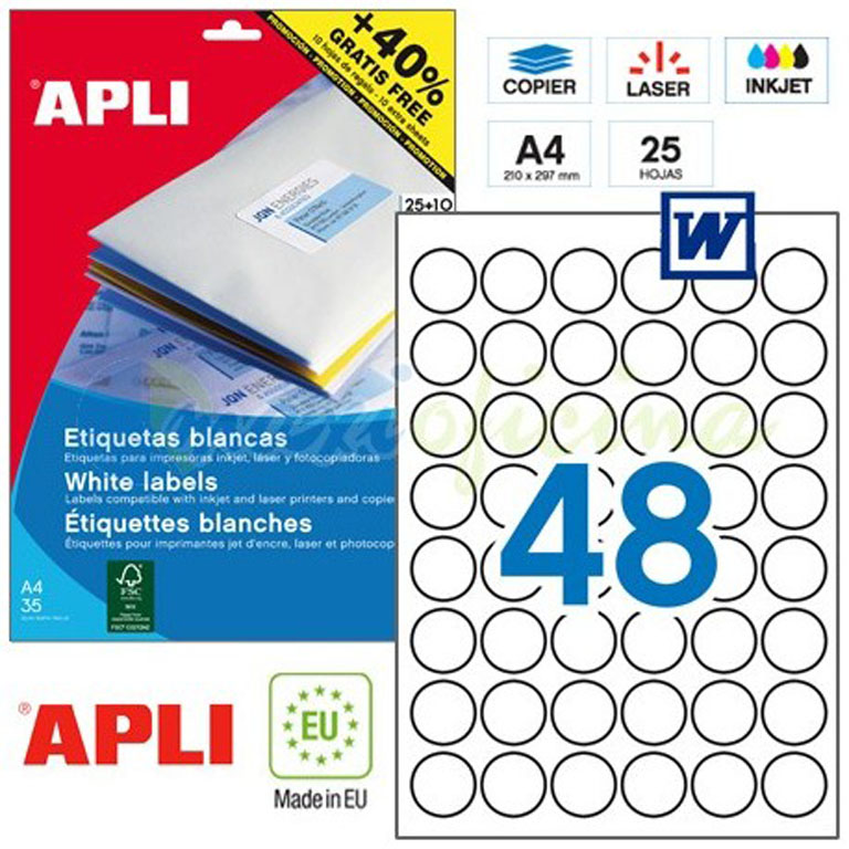 ETIQUETA APLI CIRCULO 30 BL 25H 13882