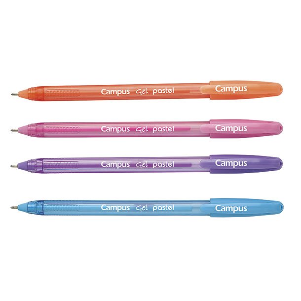 BOLÍGRAFO TINTA GEL CAMPUS CAPUCHON GEL PEN PASTEL COLORES SURTIDOS BOLSA 4 UNIDADES