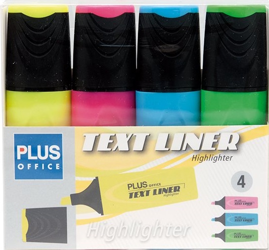 ROTULADOR MARCADOR FLUORESCENTE PLUS OFFICE TEXT LINER 3.2 BLISTER 4 COLORES FLUOR