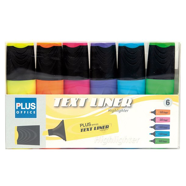 ROTULADOR MARCADOR FLUORESCENTE PLUS OFFICE TEXT LINER BLISTER 6 COLORES FLUOR