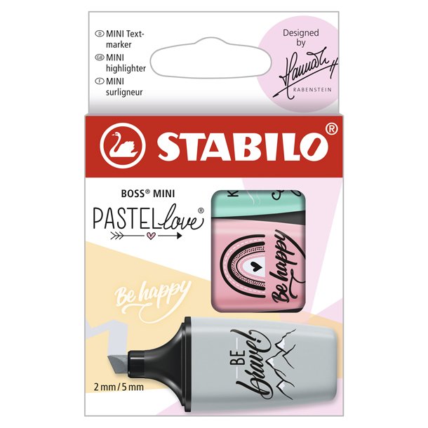 ROTULADOR FLUORESCENTE STABILO MINI PASTEL LOVE 3 COLORES SURTIDOS ROSA/TURQUESA/MENTA
