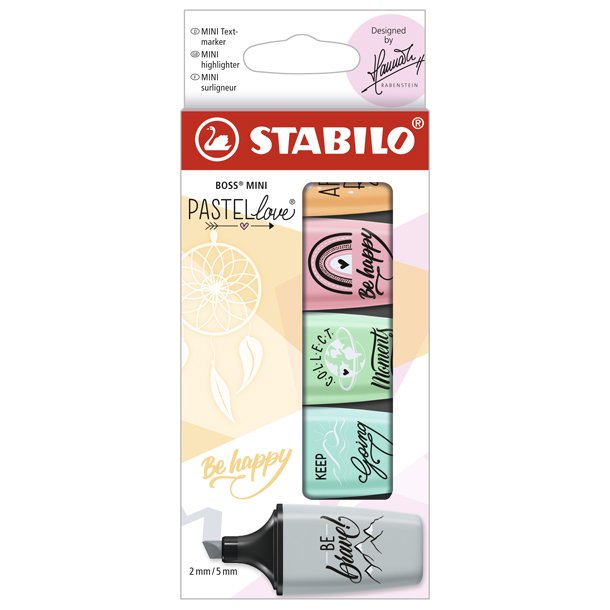 ROTULADOR FLUORESCENTE STABILO MINI PASTEL LOVE ESTUCHE 5 COLORES SURTIDOS
