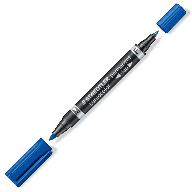 ROTULADOR PERMANENTE STAEDTLER LUMOCOLOR DOBLE PUNTA AZUL
