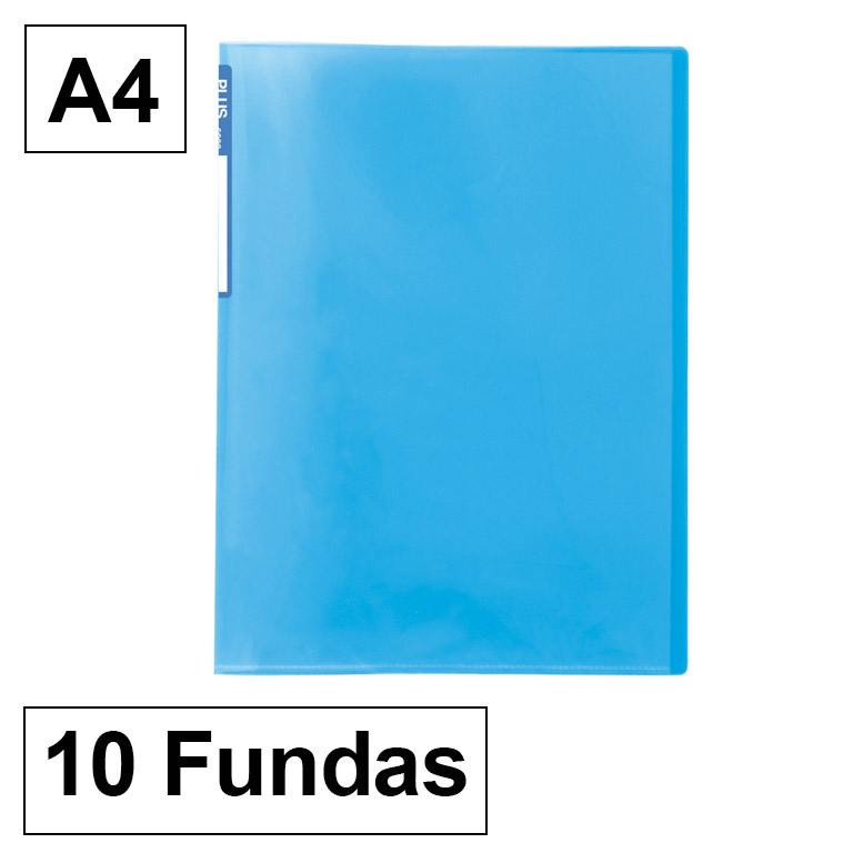 CARPETA PLUS OFFICE POLIPROPILENO SEMI RIGIDO 10 FUNDAS TRANSPARENTES POLIPROPILENO A4 COLOR AZUL