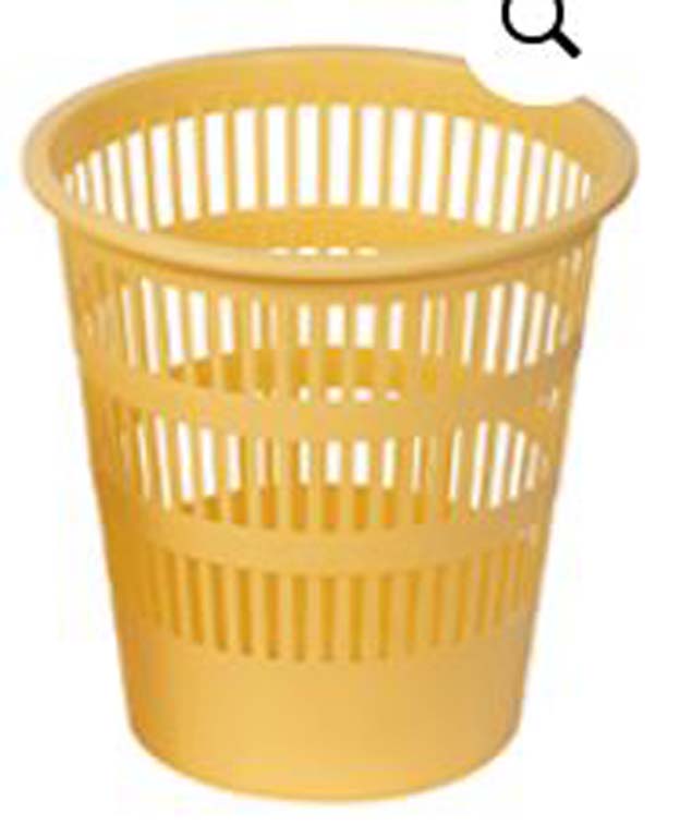 PAPELERA PLASTICO REJILLA PASTEL AMARILLO