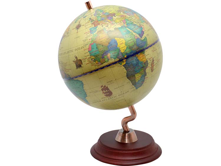 ESFERA GLOBO TERRAQUEO VERDE BASE MADERA 