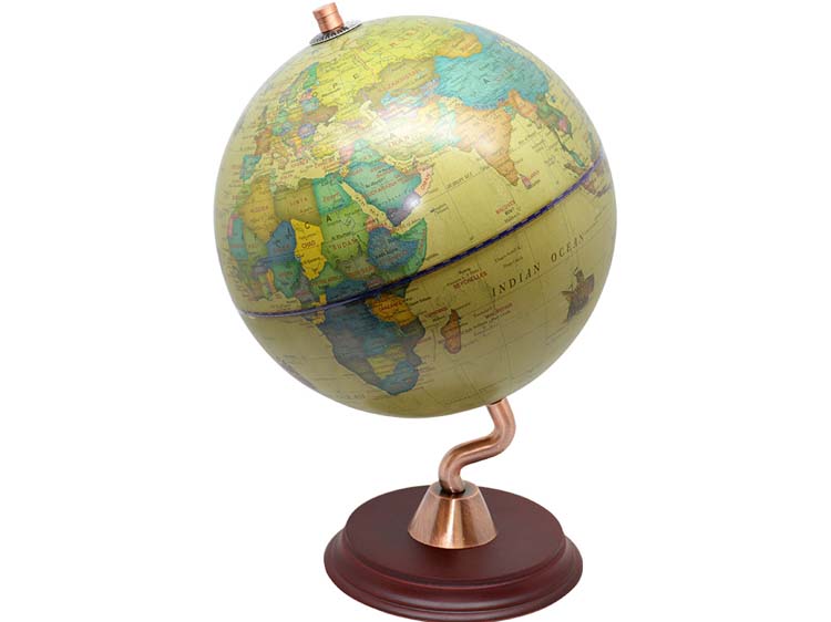 ESFERA GLOBO TERRAQUEO VERDE BASE MADERA 