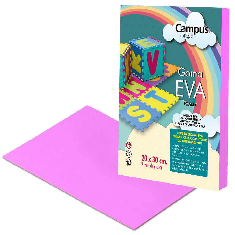 GOMA EVA CAMPUS COLLEGE 2MM COLOR ROSA 200X300 MM