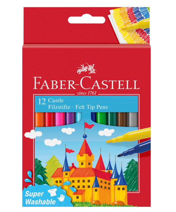 FABER-CASTELL 554201 - ESTUCHE CARTÓN CON 12 ROTULADORES ESCOLARES