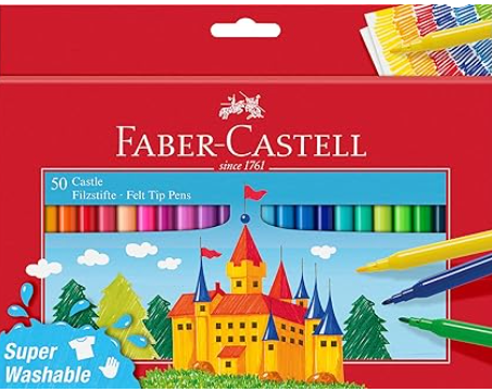 FABER-CASTELL 554204 - ESTUCHE CARTÓN CON 50 ROTULADORES ESCOLARES