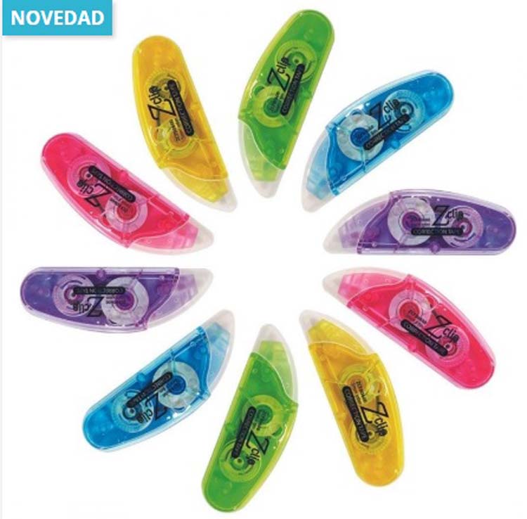 CINTA CORRECTORA 5X6M DE DISEÑO. COLORES AZUL, ROSA, MORADO Y VERDE.