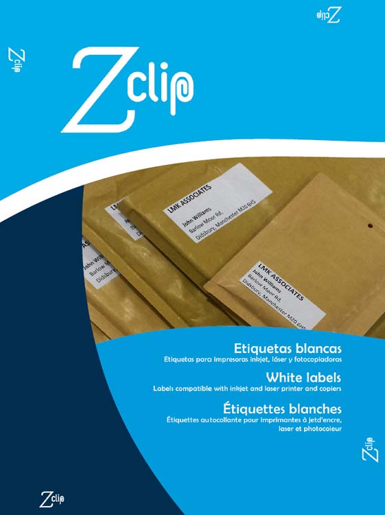 ETIQUETAS AUTOADHESIVAS BLANCAS EN FORMATO A4, ESPECIALES PARA UNA EXCELENTE IMPRESIÓN.  CANTOS RECTOS.  PREDEFINIDO EN LA MAYORÍA DE LOS SOFTWARES. CAJA DE 100 HOJAS.