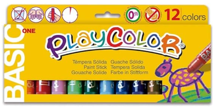 PLAYCOLOR FLUO ONE - TEMPERA SÓLIDA 12 COLORES SURTIDOS - TEMPERA - PINTURA FLUORESCENTE LUMINISCEN