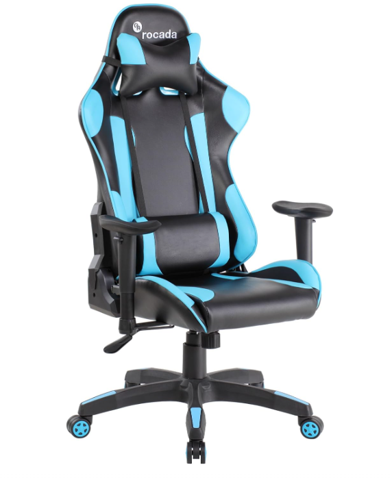 SILLA GAMING  ERGONÓMICA - RESPALDO RECLINABLE, COJÍN PARA CABEZA, ALTURA REGULABLE 