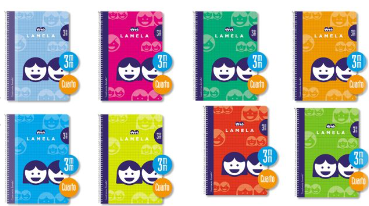 LAMELA 07003 - PACK 10 CUADERNOS BÁSICOS CON ESPIRAL, 40 HOJAS, 3 MM, TAMAÑO A5, COLORES SURTIDOS